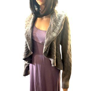 Kim Rogers Petite Open Front Gray Knit Cardigan size PL